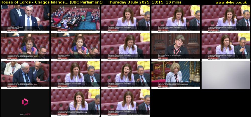 House of Lords - Chagos Islands... (BBC Parliament) Thursday 3 July 2025 18:15 - 18:25