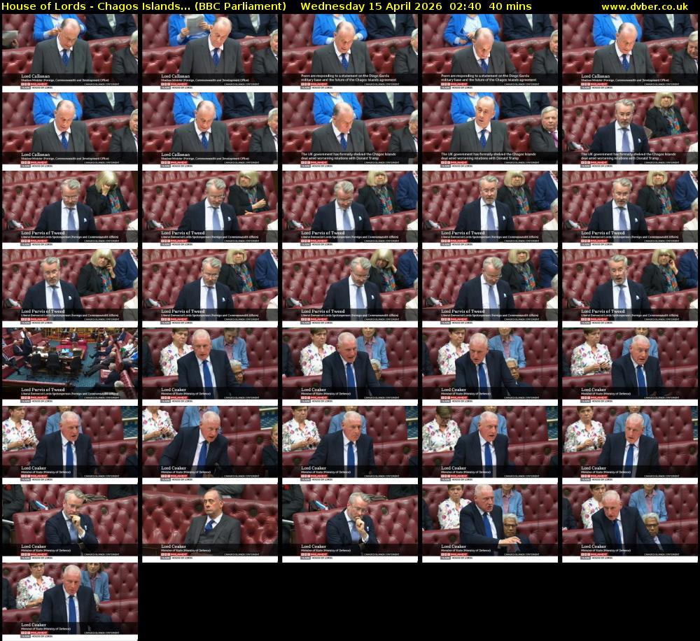 House of Lords - Chagos Islands... (BBC Parliament) Wednesday 15 April 2026 02:40 - 03:20