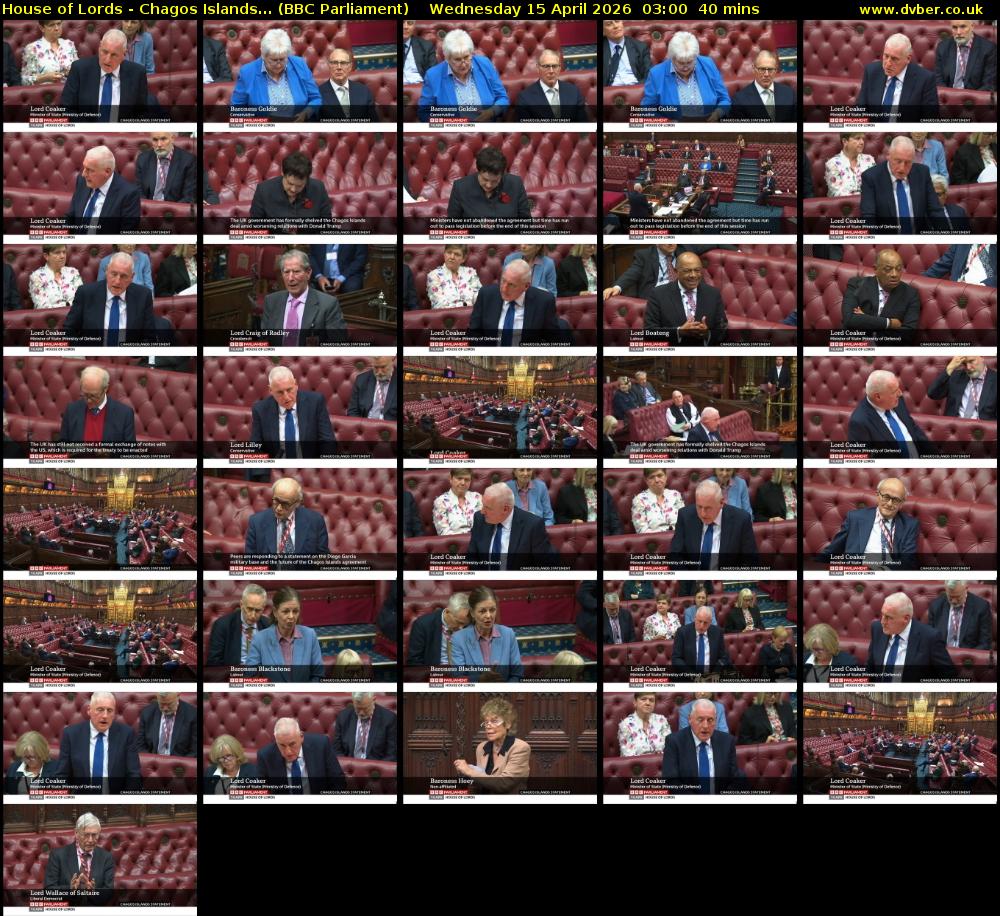 House of Lords - Chagos Islands... (BBC Parliament) Wednesday 15 April 2026 03:00 - 03:40