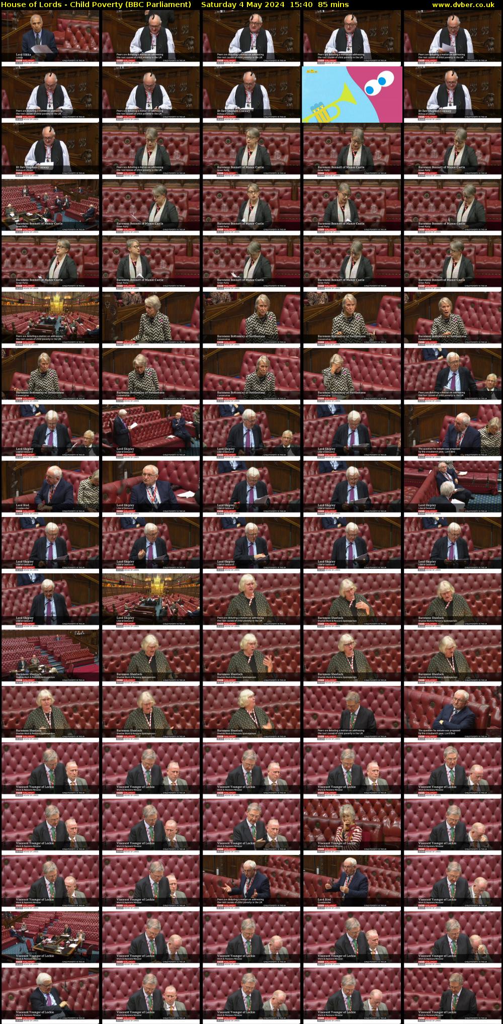 House of Lords - Child Poverty (BBC Parliament) Saturday 4 May 2024 15:40 - 17:05