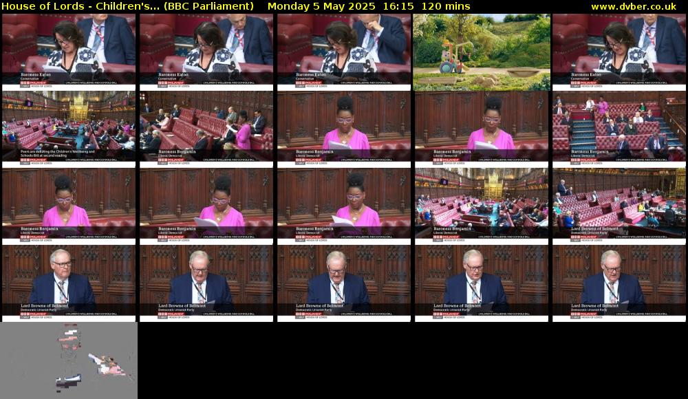 House of Lords - Children's... (BBC Parliament) Monday 5 May 2025 16:15 - 18:15