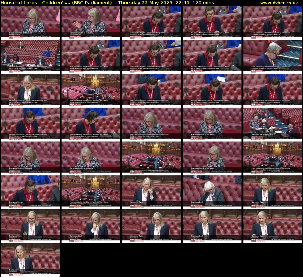 House of Lords - Children's... (BBC Parliament) Thursday 22 May 2025 22:40 - 00:40