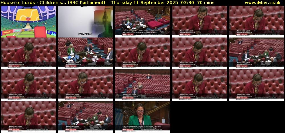 House of Lords - Children's... (BBC Parliament) Thursday 11 September 2025 03:30 - 04:40