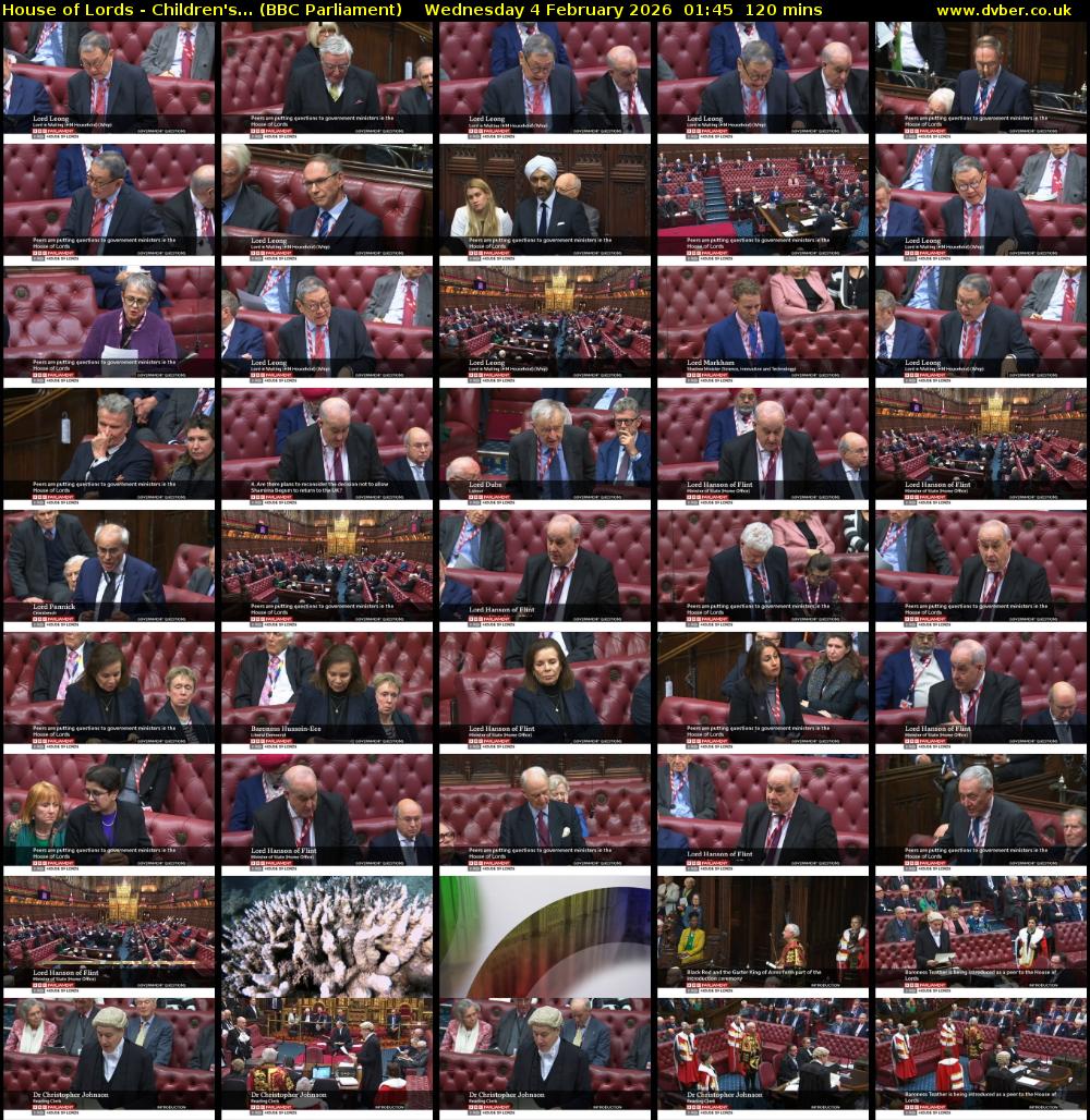 House of Lords - Children's... (BBC Parliament) Wednesday 4 February 2026 01:45 - 03:45