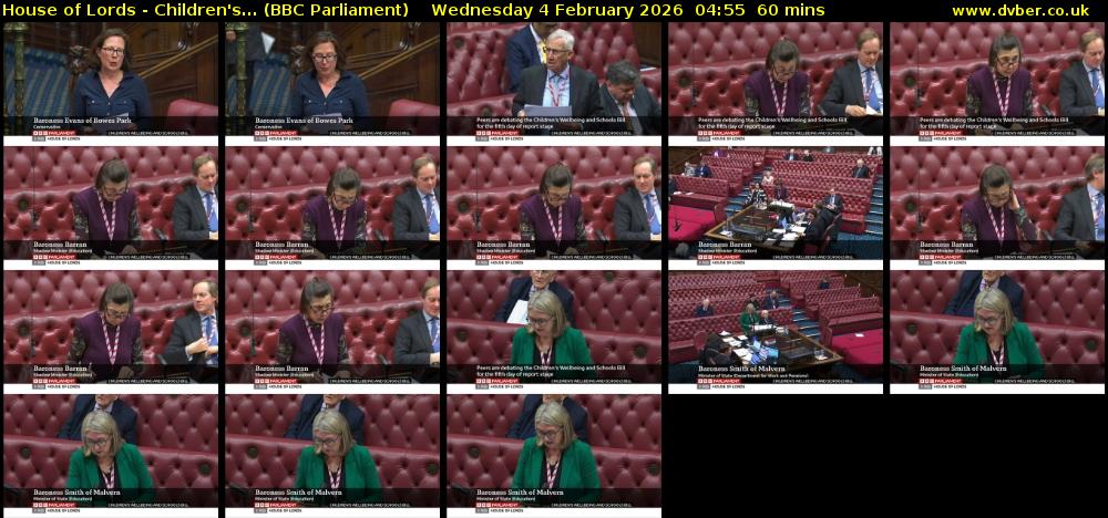 House of Lords - Children's... (BBC Parliament) Wednesday 4 February 2026 04:55 - 05:55