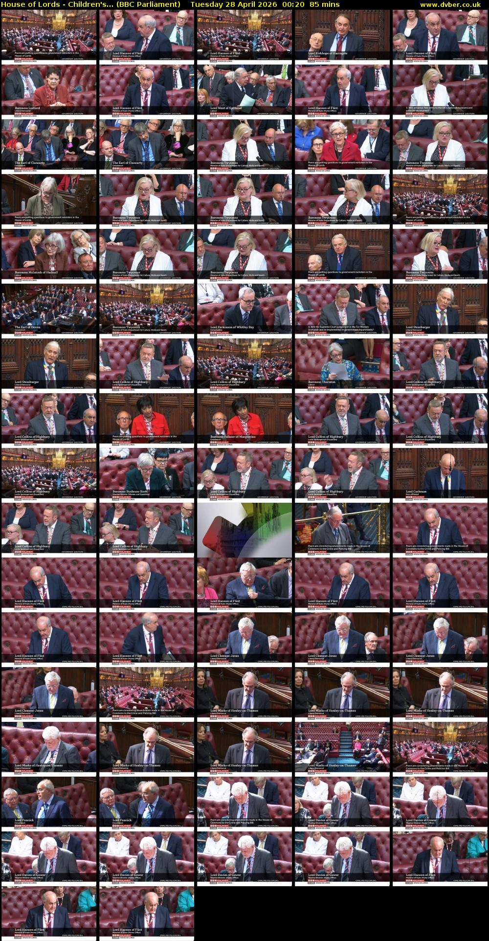 House of Lords - Children's... (BBC Parliament) Tuesday 28 April 2026 00:20 - 01:45