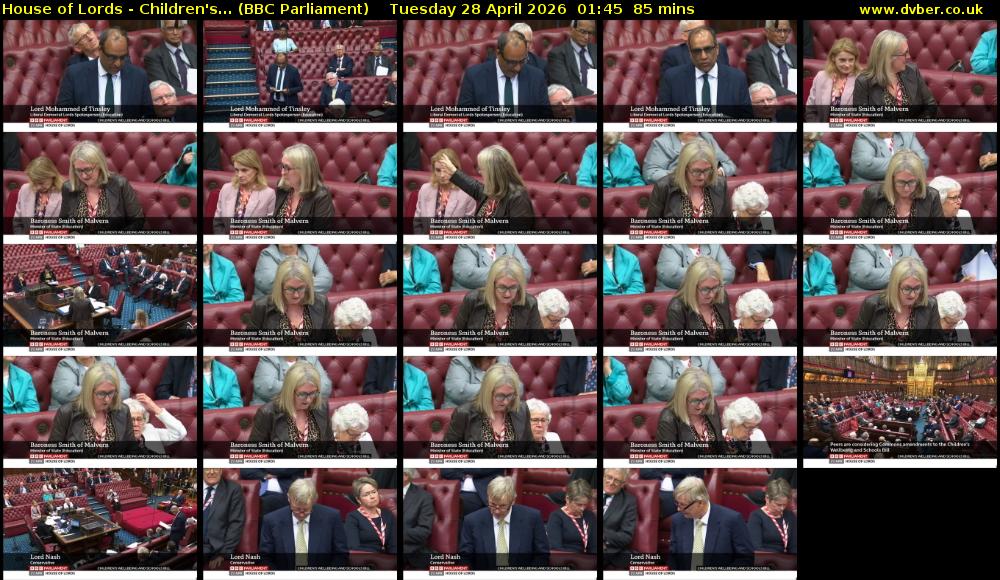 House of Lords - Children's... (BBC Parliament) Tuesday 28 April 2026 01:45 - 03:10