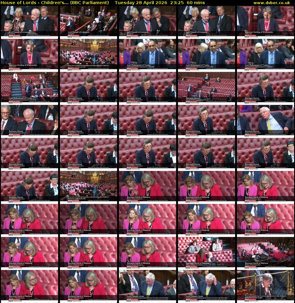 House of Lords - Children's... (BBC Parliament) Tuesday 28 April 2026 23:25 - 00:25