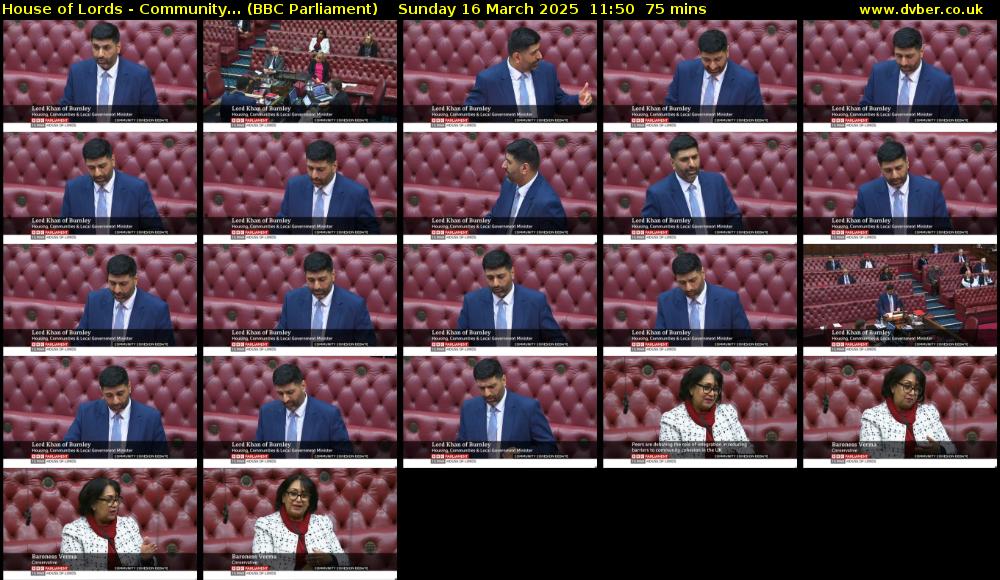 House of Lords - Community... (BBC Parliament) Sunday 16 March 2025 11:50 - 13:05