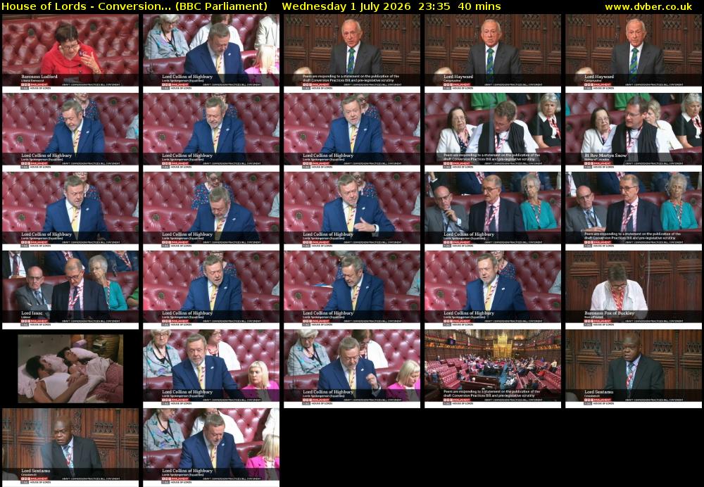 House of Lords - Conversion... (BBC Parliament) Wednesday 1 July 2026 23:35 - 00:15