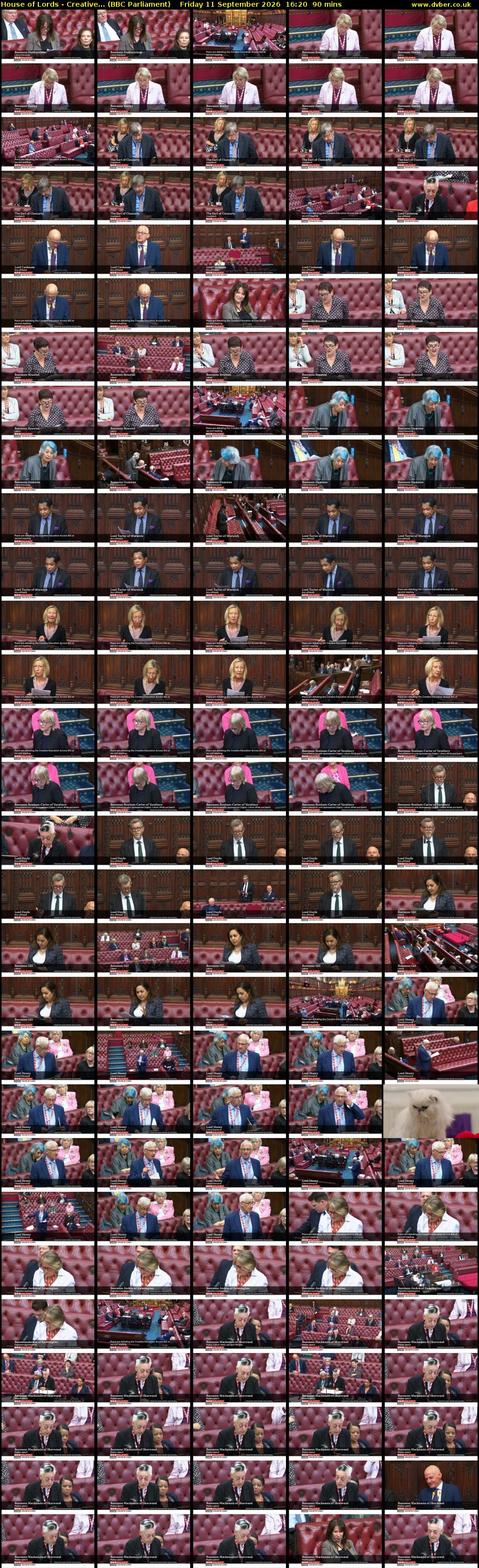 House of Lords - Creative... (BBC Parliament) Friday 11 September 2026 16:20 - 17:50