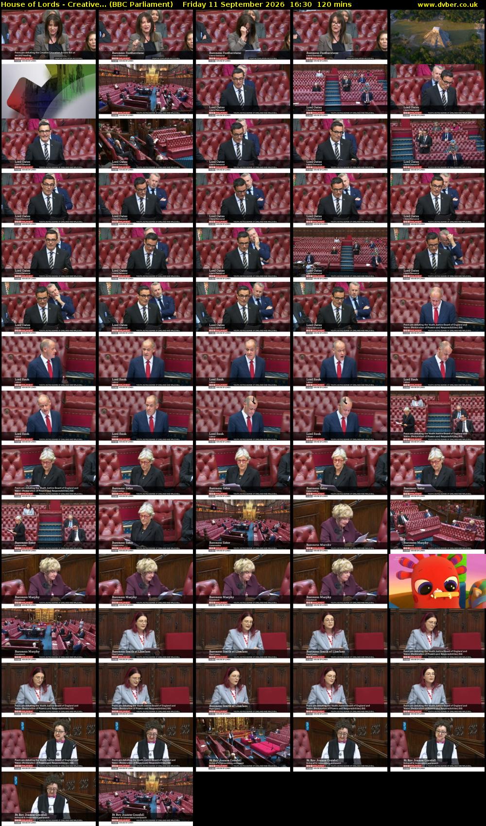 House of Lords - Creative... (BBC Parliament) Friday 11 September 2026 16:30 - 18:30