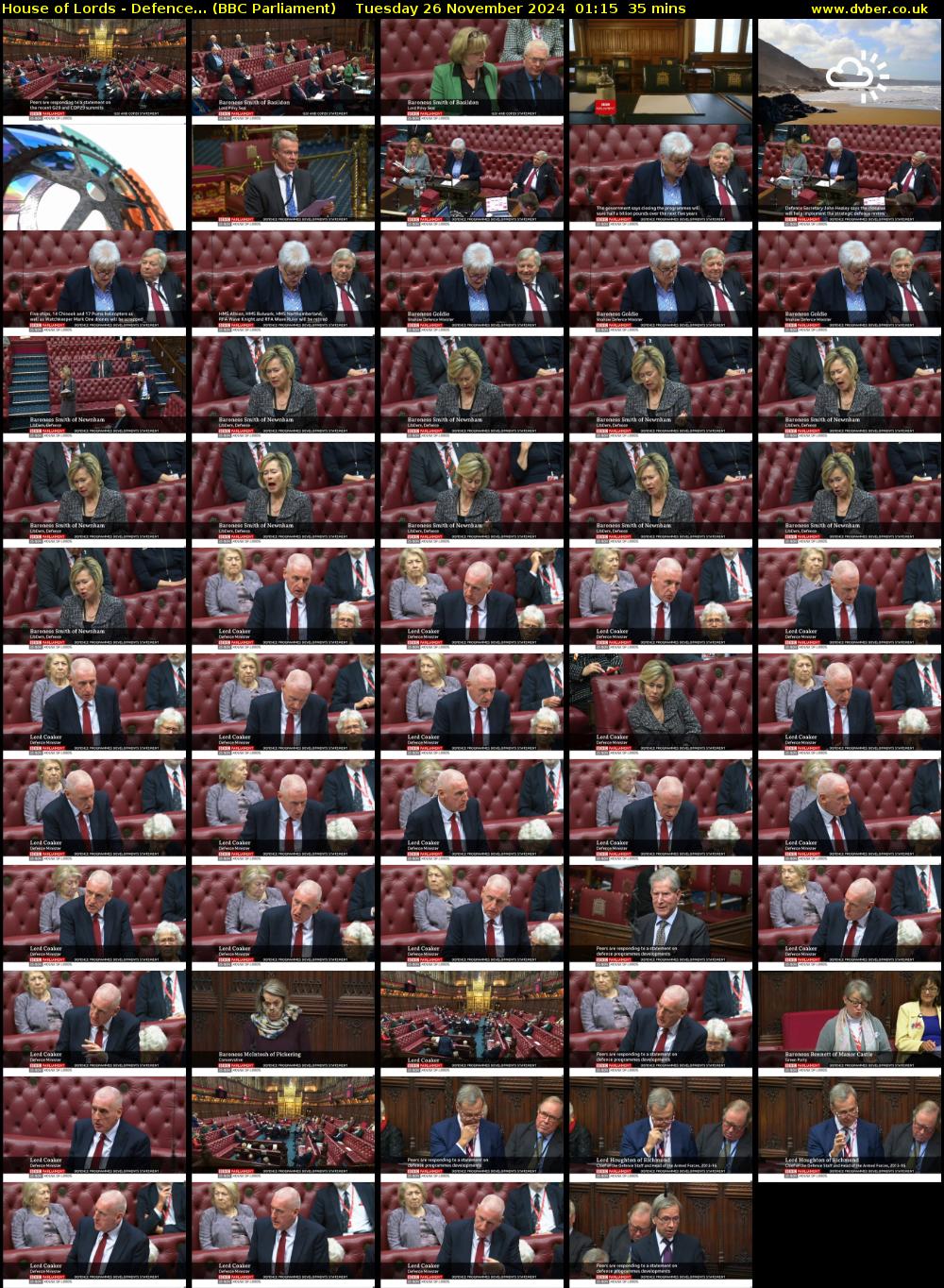 House of Lords - Defence... (BBC Parliament) Tuesday 26 November 2024 01:15 - 01:50