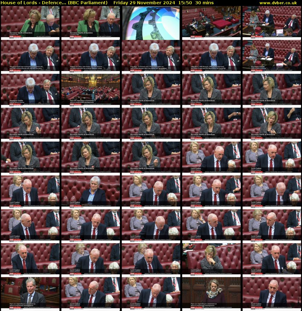 House of Lords - Defence... (BBC Parliament) Friday 29 November 2024 15:50 - 16:20