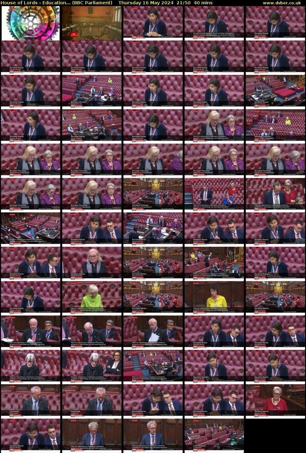 House of Lords - Education... (BBC Parliament) Thursday 16 May 2024 21:50 - 22:30