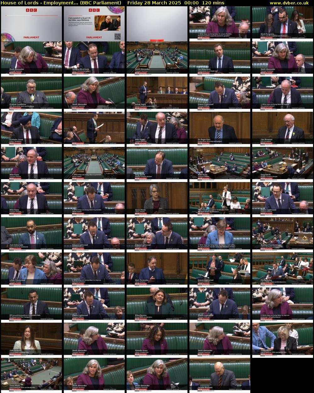 House of Lords - Employment... (BBC Parliament) Friday 28 March 2025 00:00 - 02:00