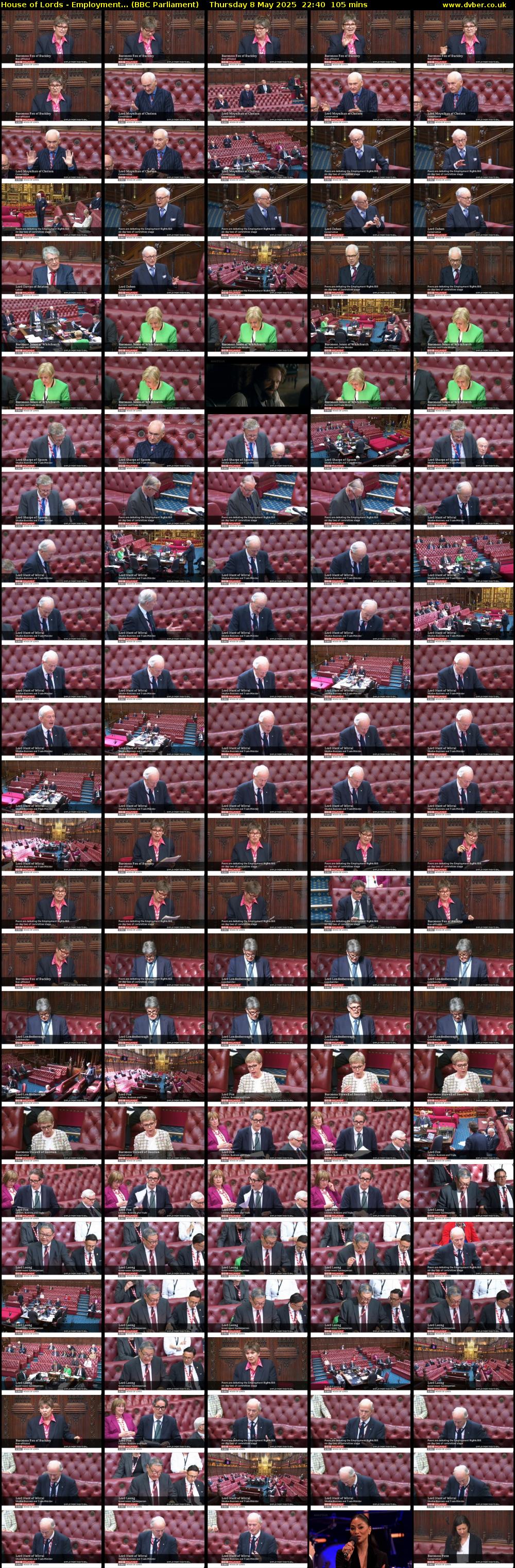 House of Lords - Employment... (BBC Parliament) Thursday 8 May 2025 22:40 - 00:25