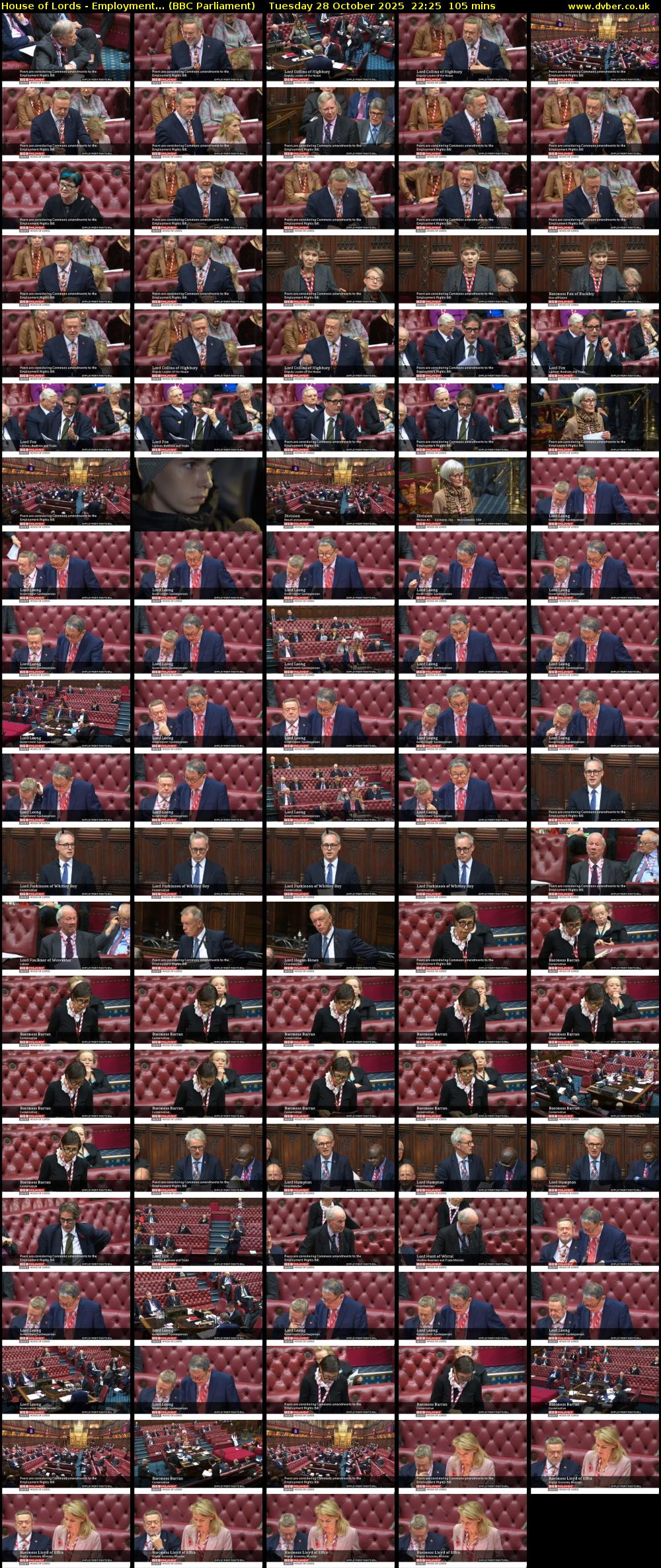House of Lords - Employment... (BBC Parliament) Tuesday 28 October 2025 22:25 - 00:10