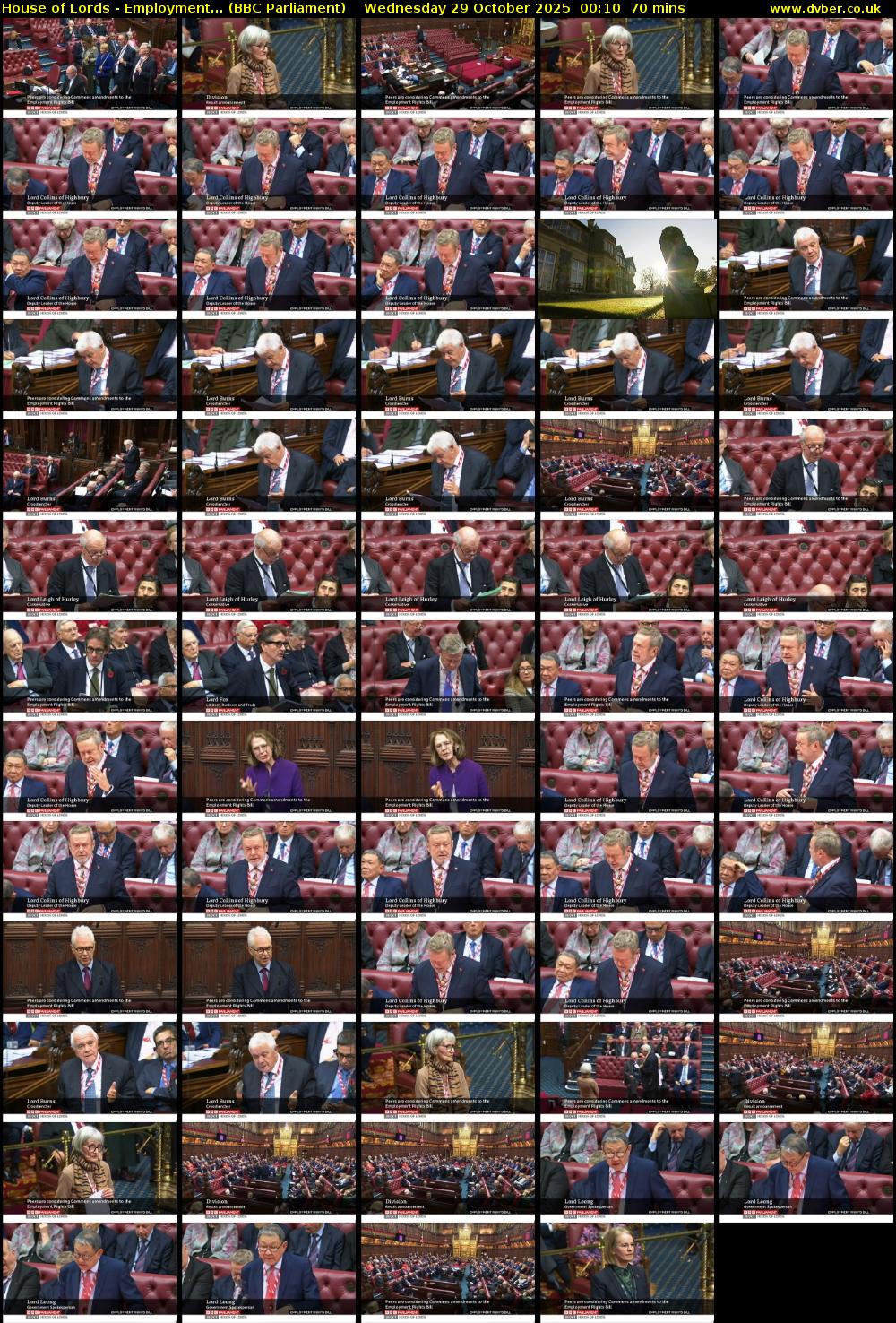 House of Lords - Employment... (BBC Parliament) Wednesday 29 October 2025 00:10 - 01:20