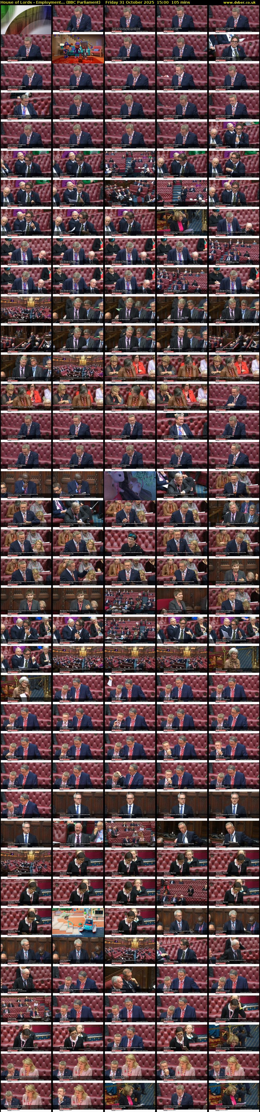 House of Lords - Employment... (BBC Parliament) Friday 31 October 2025 15:00 - 16:45