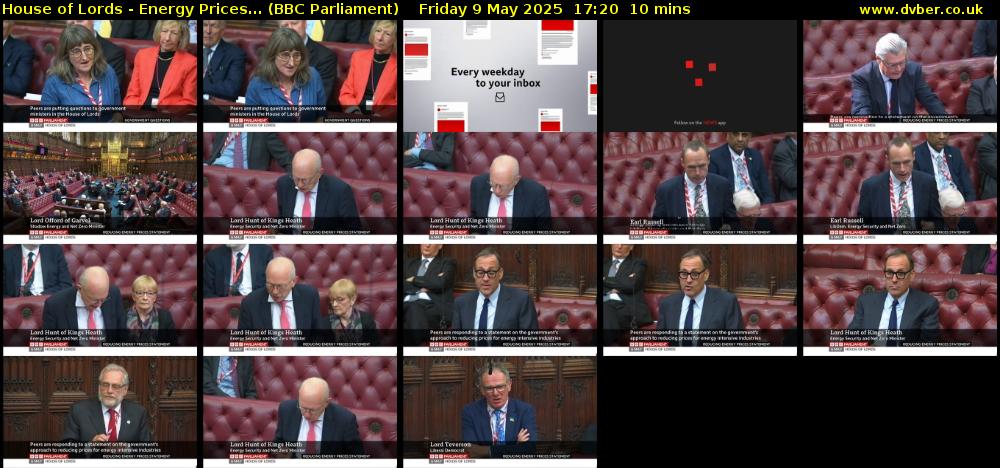 House of Lords - Energy Prices... (BBC Parliament) Friday 9 May 2025 17:20 - 17:30
