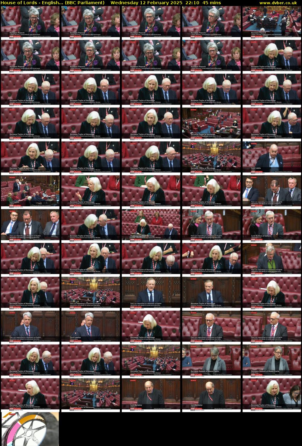 House of Lords - English... (BBC Parliament) Wednesday 12 February 2025 22:10 - 22:55