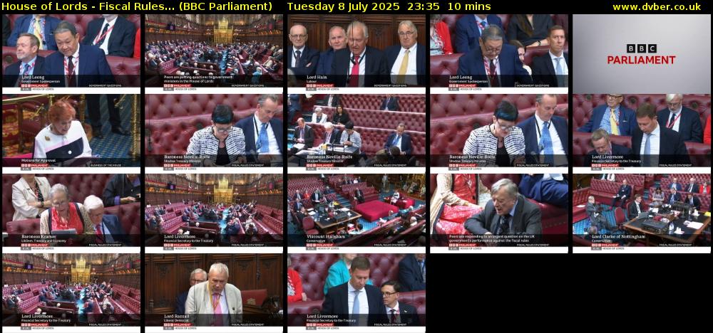 House of Lords - Fiscal Rules... (BBC Parliament) Tuesday 8 July 2025 23:35 - 23:45