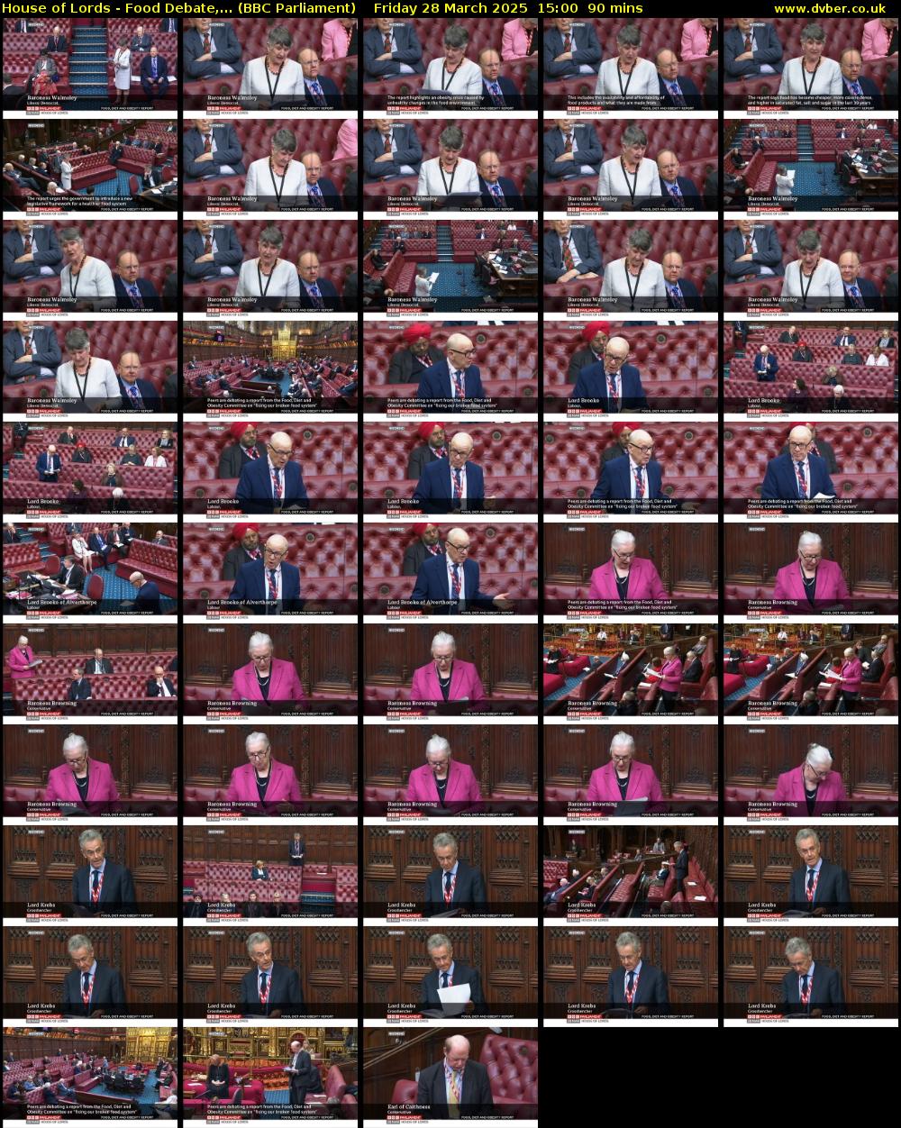 House of Lords - Food Debate,... (BBC Parliament) Friday 28 March 2025 15:00 - 16:30