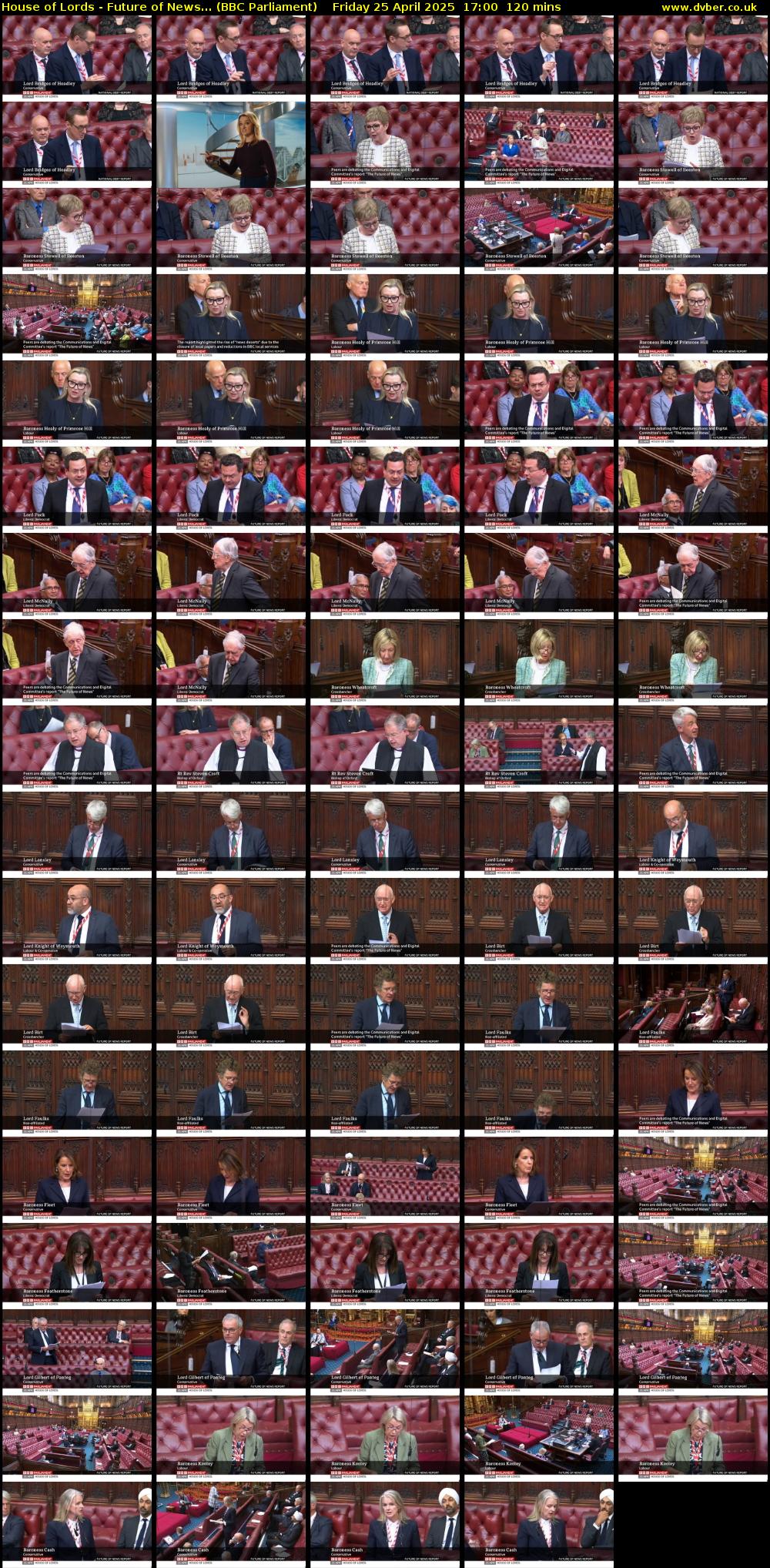 House of Lords - Future of News... (BBC Parliament) Friday 25 April 2025 17:00 - 19:00