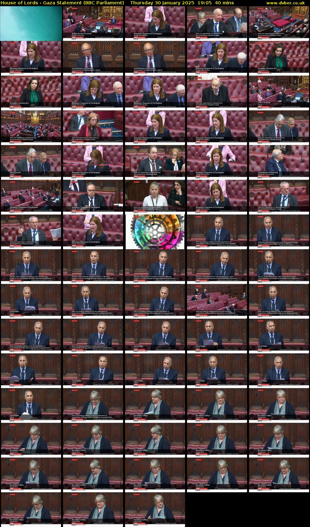 House of Lords - Gaza Statement (BBC Parliament) Thursday 30 January 2025 19:05 - 19:45