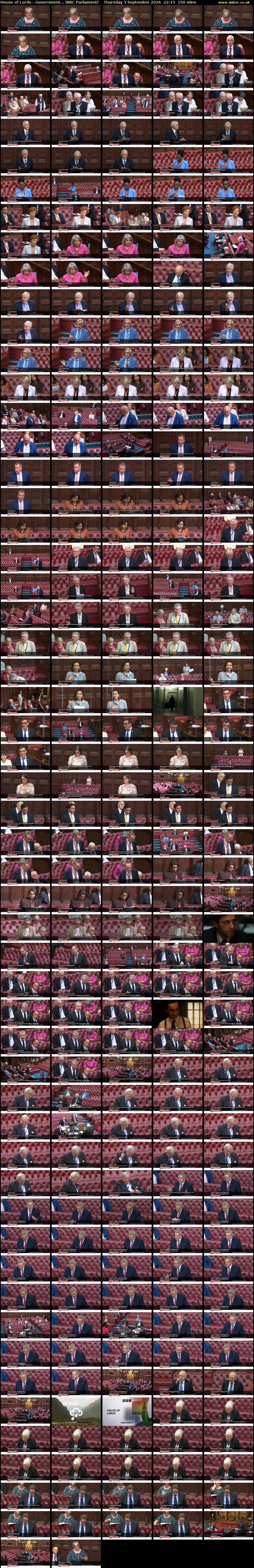 House of Lords - Government... (BBC Parliament) Thursday 3 September 2026 22:15 - 00:45