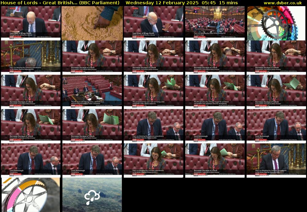 House of Lords - Great British... (BBC Parliament) Wednesday 12 February 2025 05:45 - 06:00