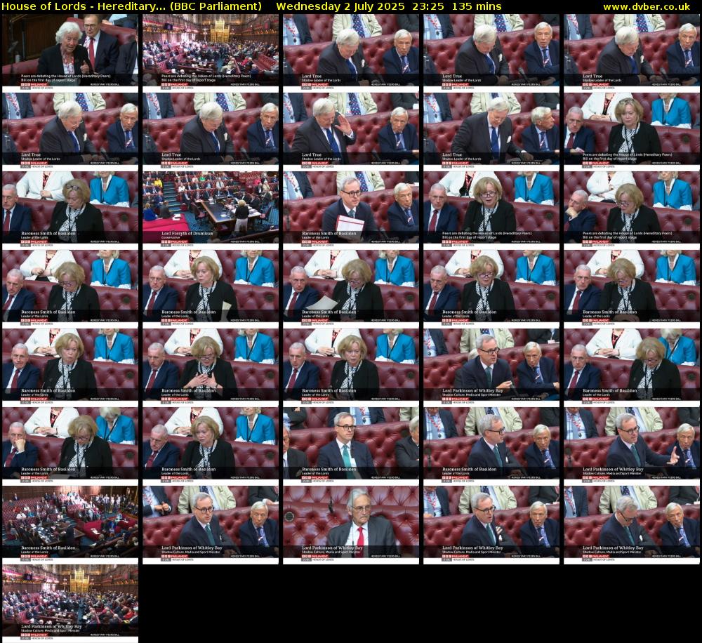 House of Lords - Hereditary... (BBC Parliament) Wednesday 2 July 2025 23:25 - 01:40
