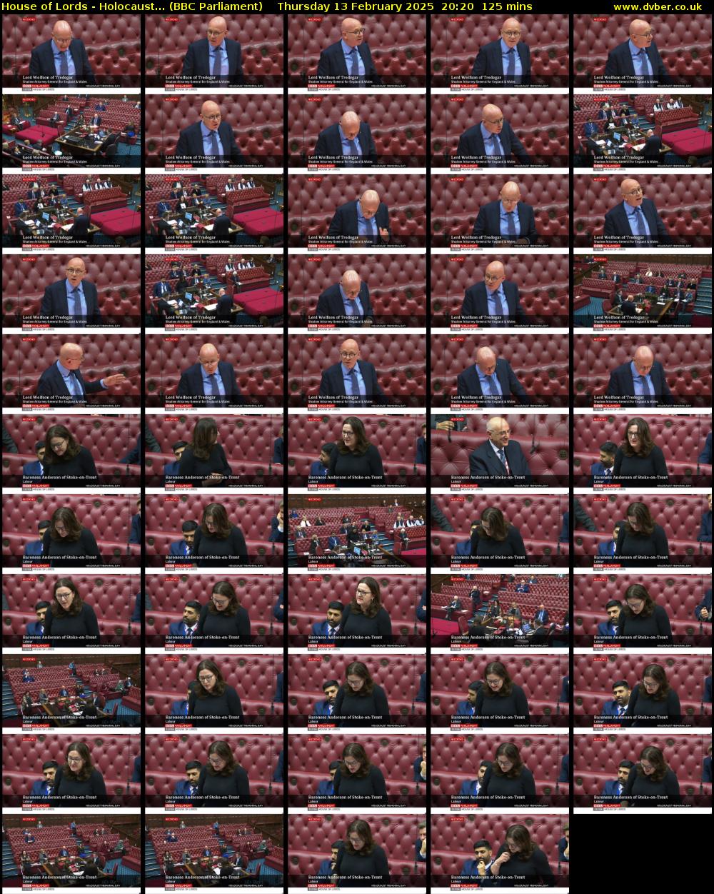House of Lords - Holocaust... (BBC Parliament) Thursday 13 February 2025 20:20 - 22:25