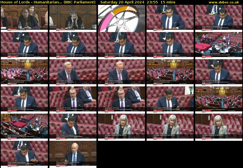 House of Lords - Humanitarian... (BBC Parliament) Saturday 20 April 2024 23:55 - 00:10