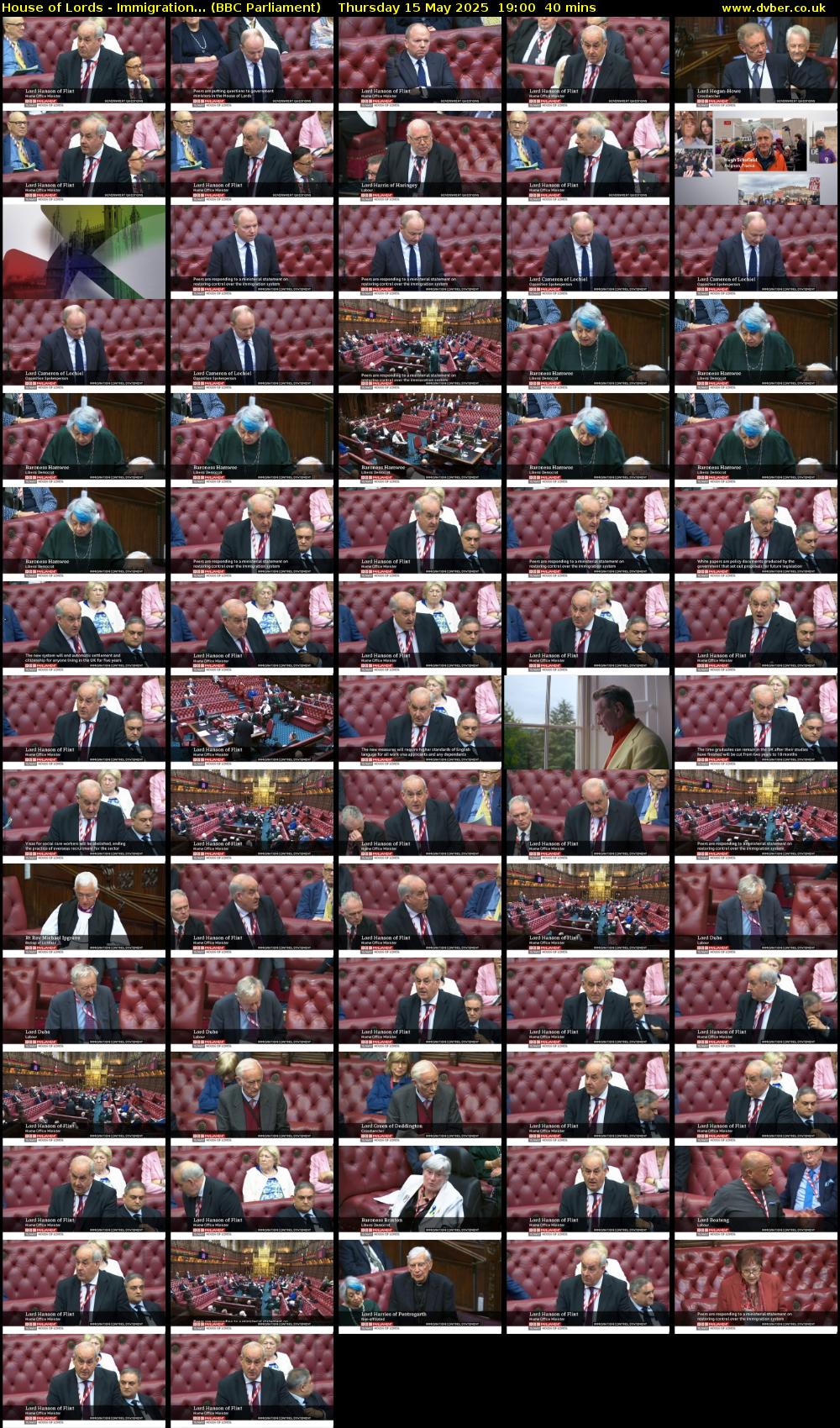 House of Lords - Immigration... (BBC Parliament) Thursday 15 May 2025 19:00 - 19:40