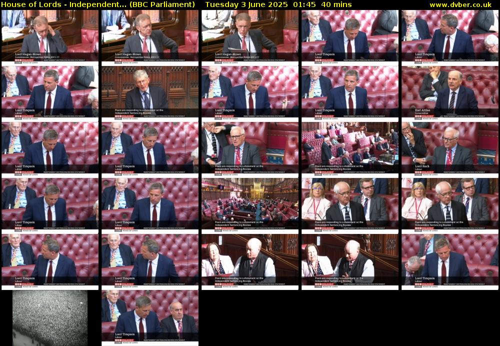 House of Lords - Independent... (BBC Parliament) Tuesday 3 June 2025 01:45 - 02:25