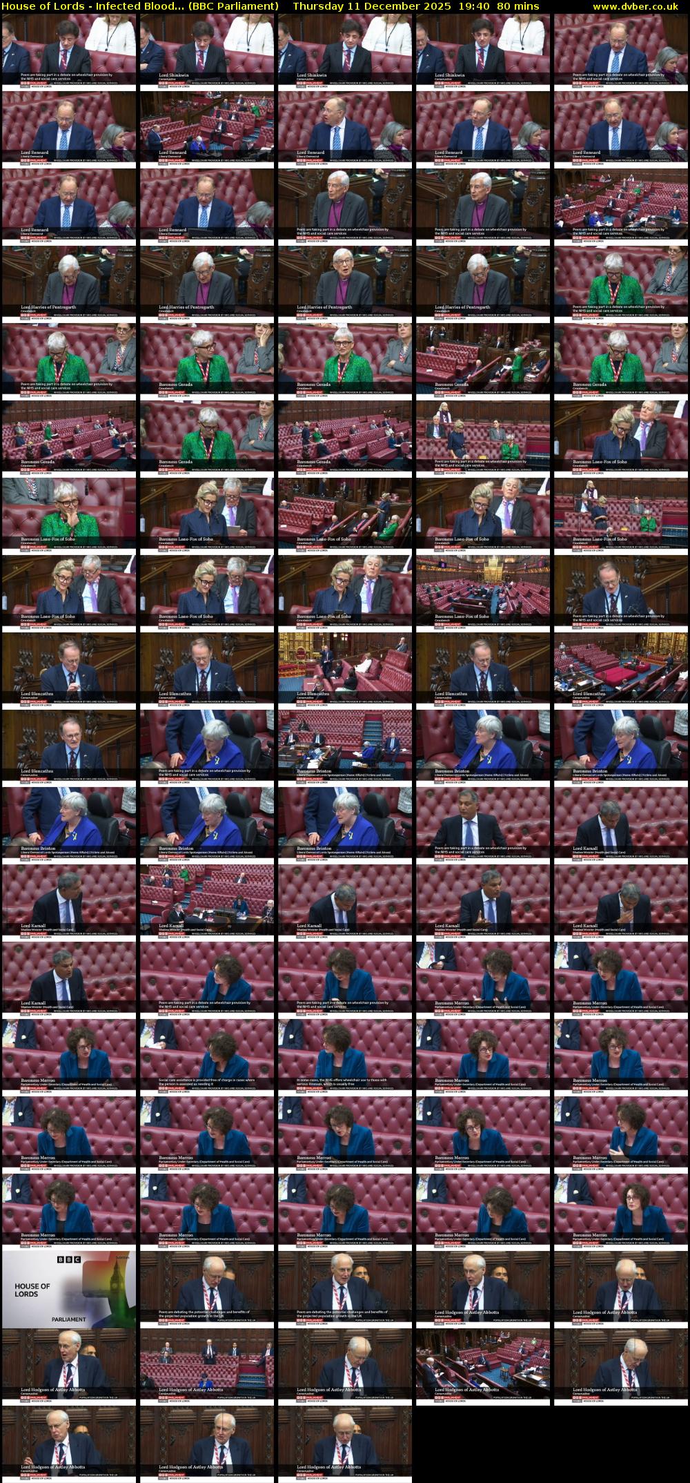 House of Lords - Infected Blood... (BBC Parliament) Thursday 11 December 2025 19:40 - 21:00