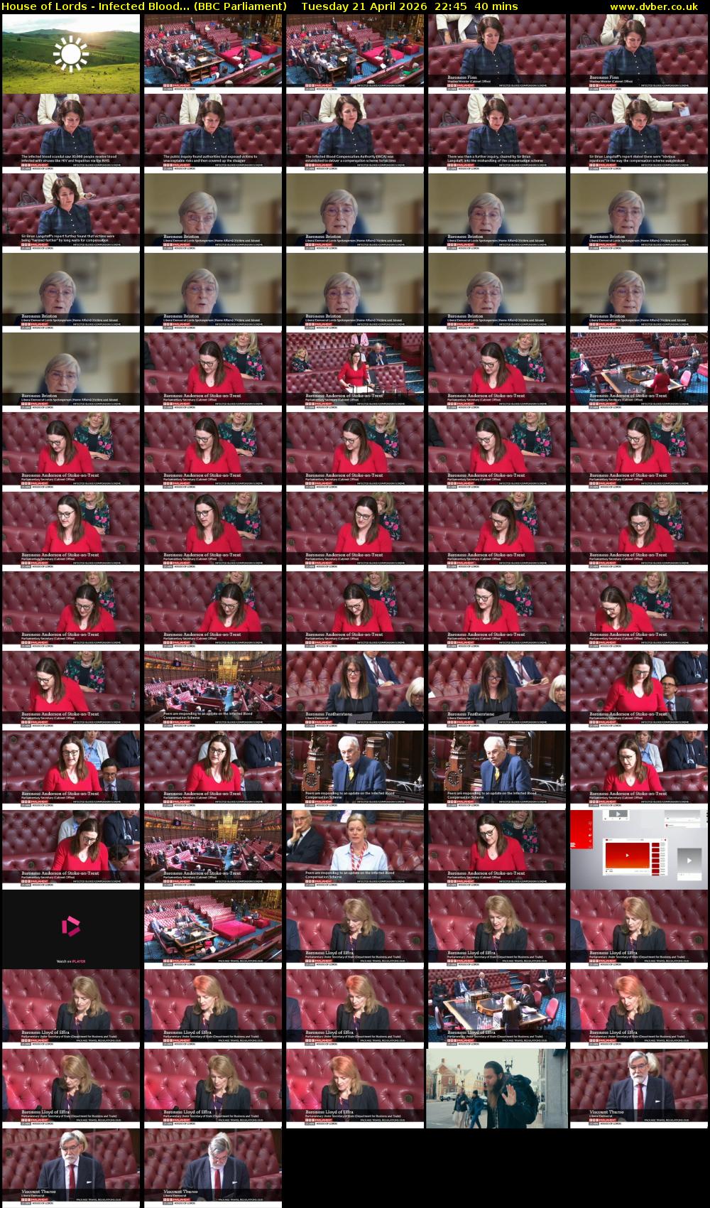 House of Lords - Infected Blood... (BBC Parliament) Tuesday 21 April 2026 22:45 - 23:25