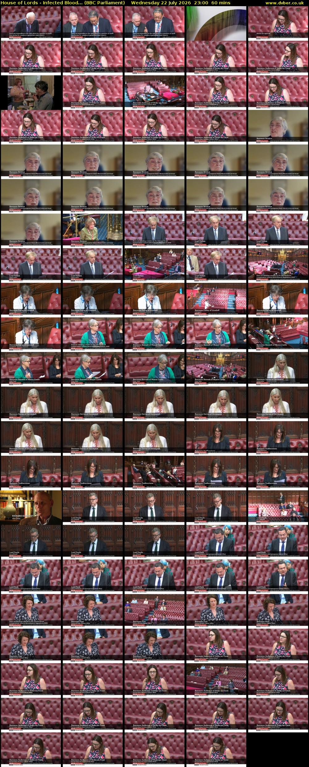 House of Lords - Infected Blood... (BBC Parliament) Wednesday 22 July 2026 23:00 - 00:00