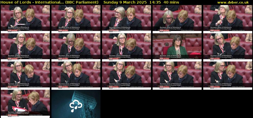 House of Lords - International... (BBC Parliament) Sunday 9 March 2025 14:35 - 15:15