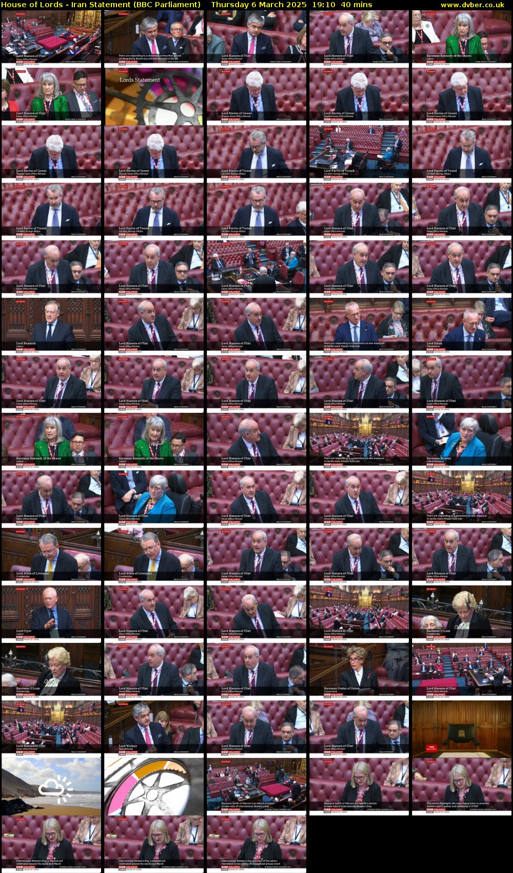 House of Lords - Iran Statement (BBC Parliament) Thursday 6 March 2025 19:10 - 19:50