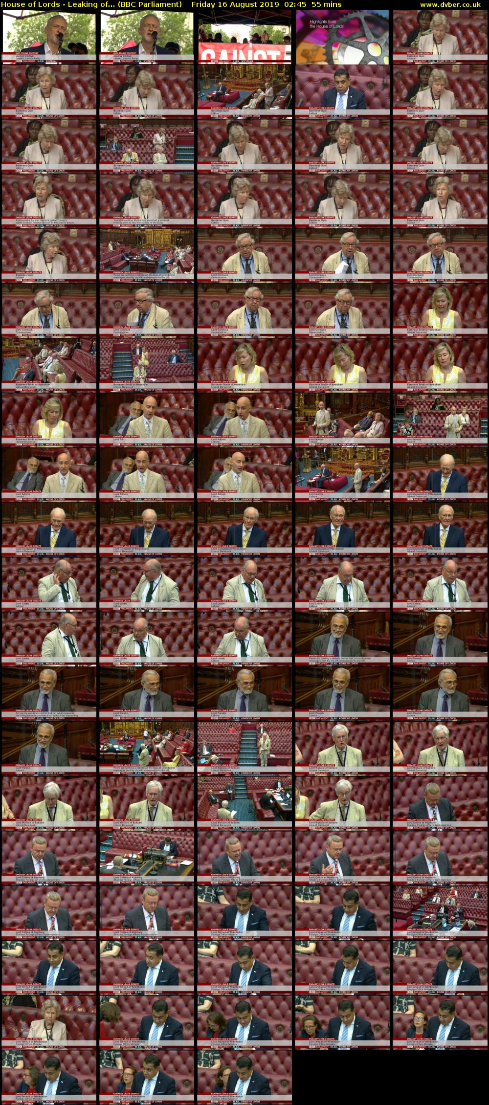 House of Lords - Leaking of... (BBC Parliament) Friday 16 August 2019 02:45 - 03:40