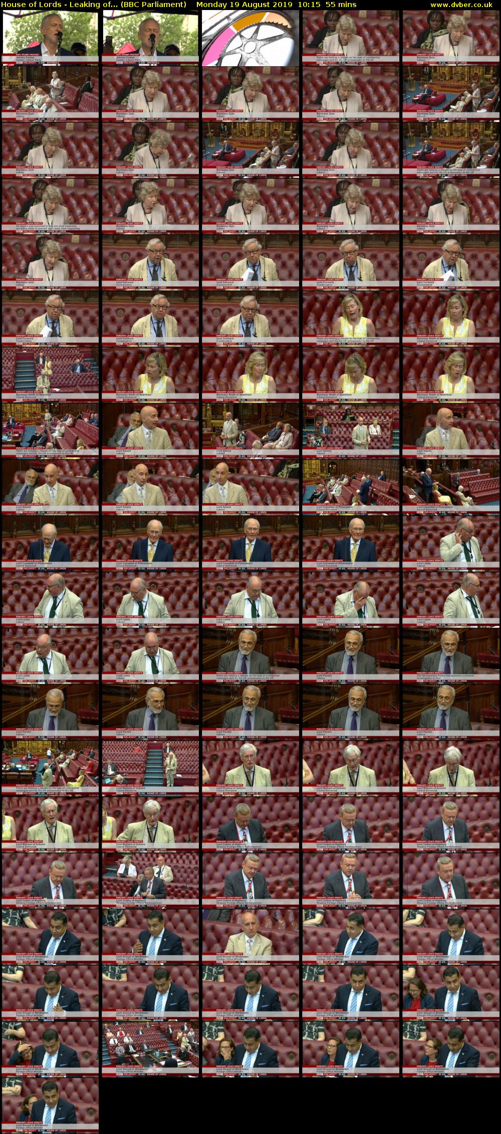 House of Lords - Leaking of... (BBC Parliament) Monday 19 August 2019 10:15 - 11:10