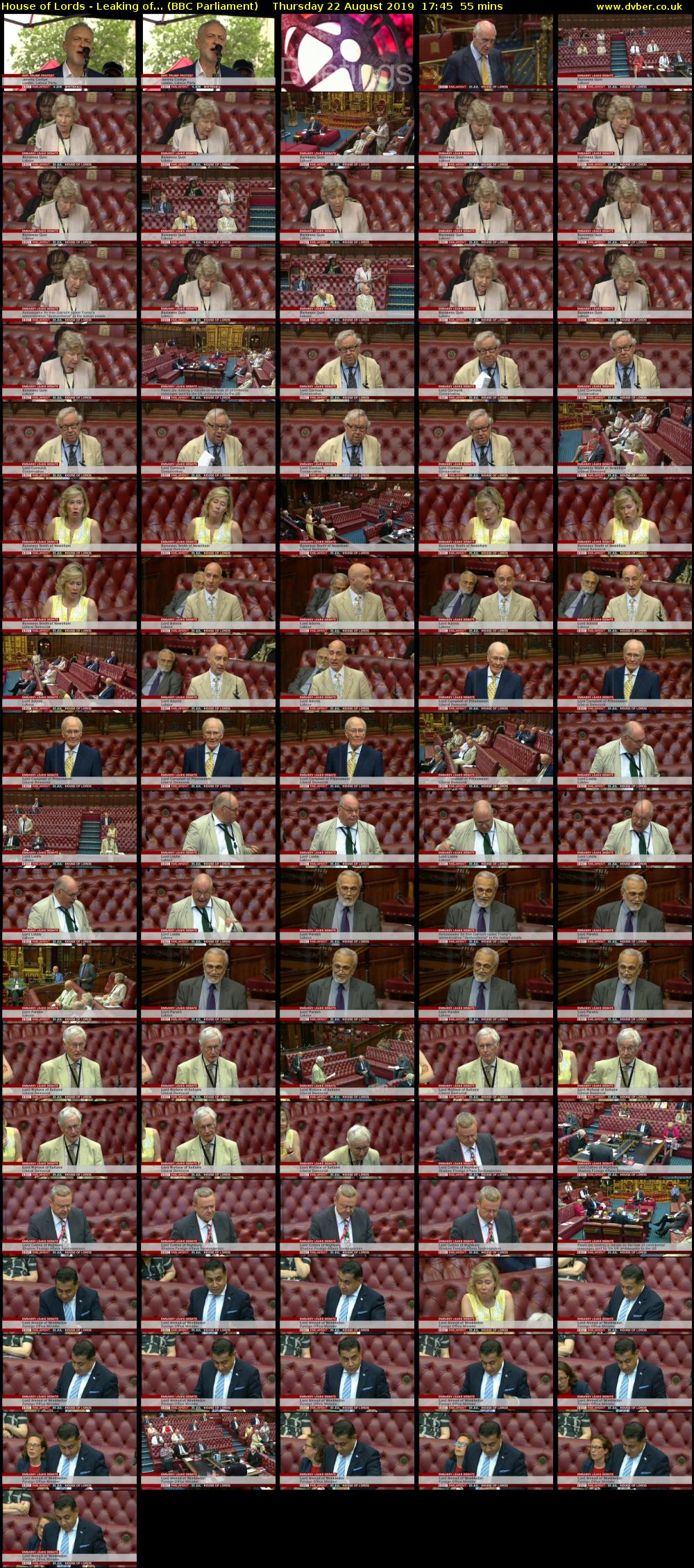 House of Lords - Leaking of... (BBC Parliament) Thursday 22 August 2019 17:45 - 18:40