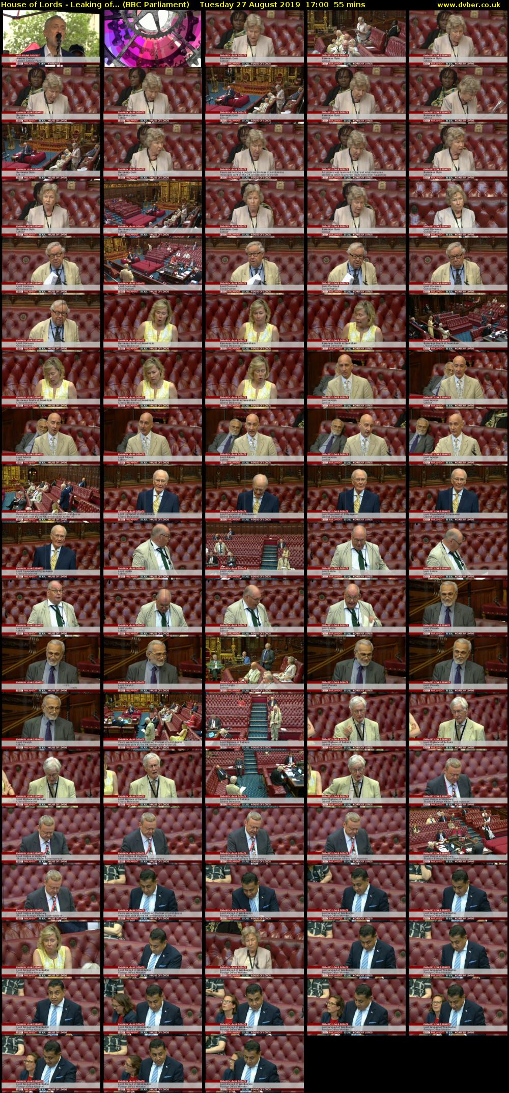 House of Lords - Leaking of... (BBC Parliament) Tuesday 27 August 2019 17:00 - 17:55