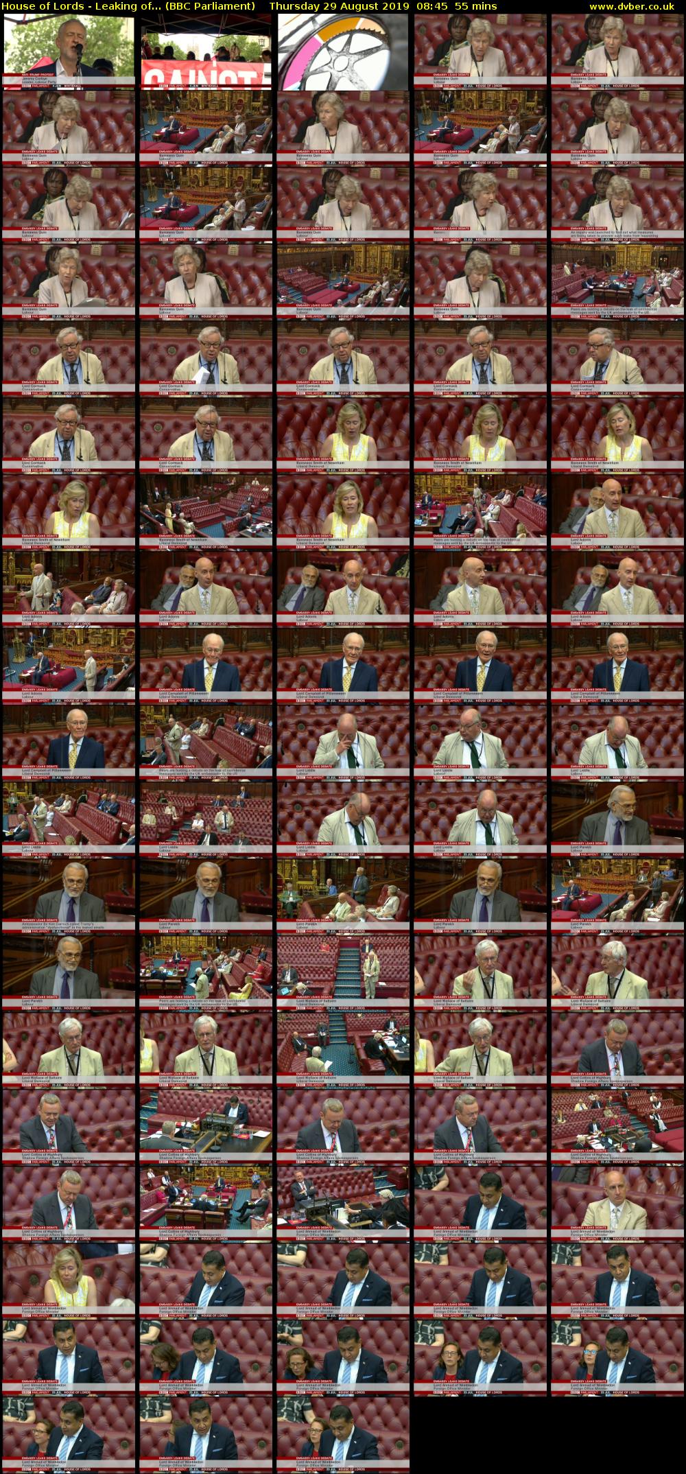 House of Lords - Leaking of... (BBC Parliament) Thursday 29 August 2019 08:45 - 09:40
