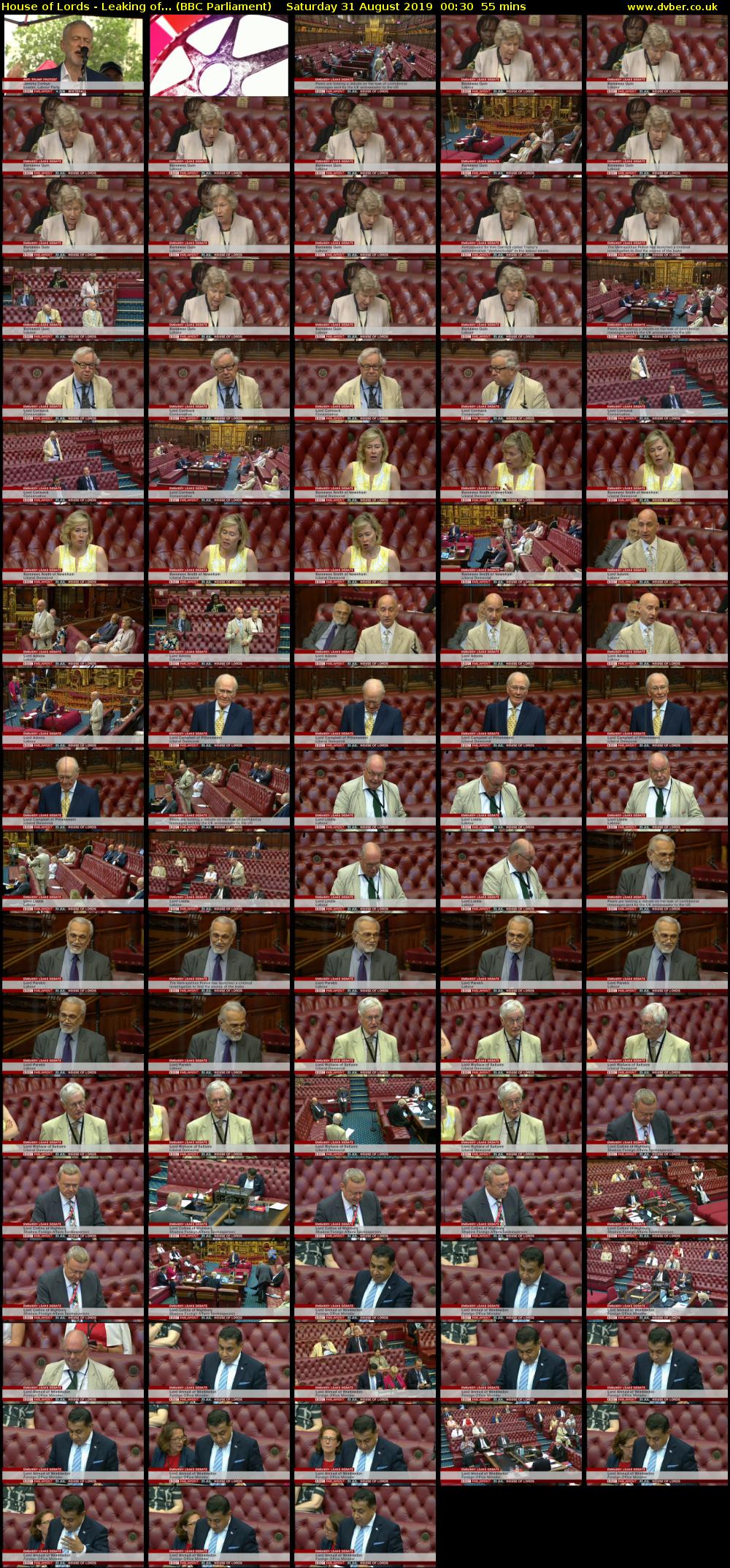House of Lords - Leaking of... (BBC Parliament) Saturday 31 August 2019 00:30 - 01:25