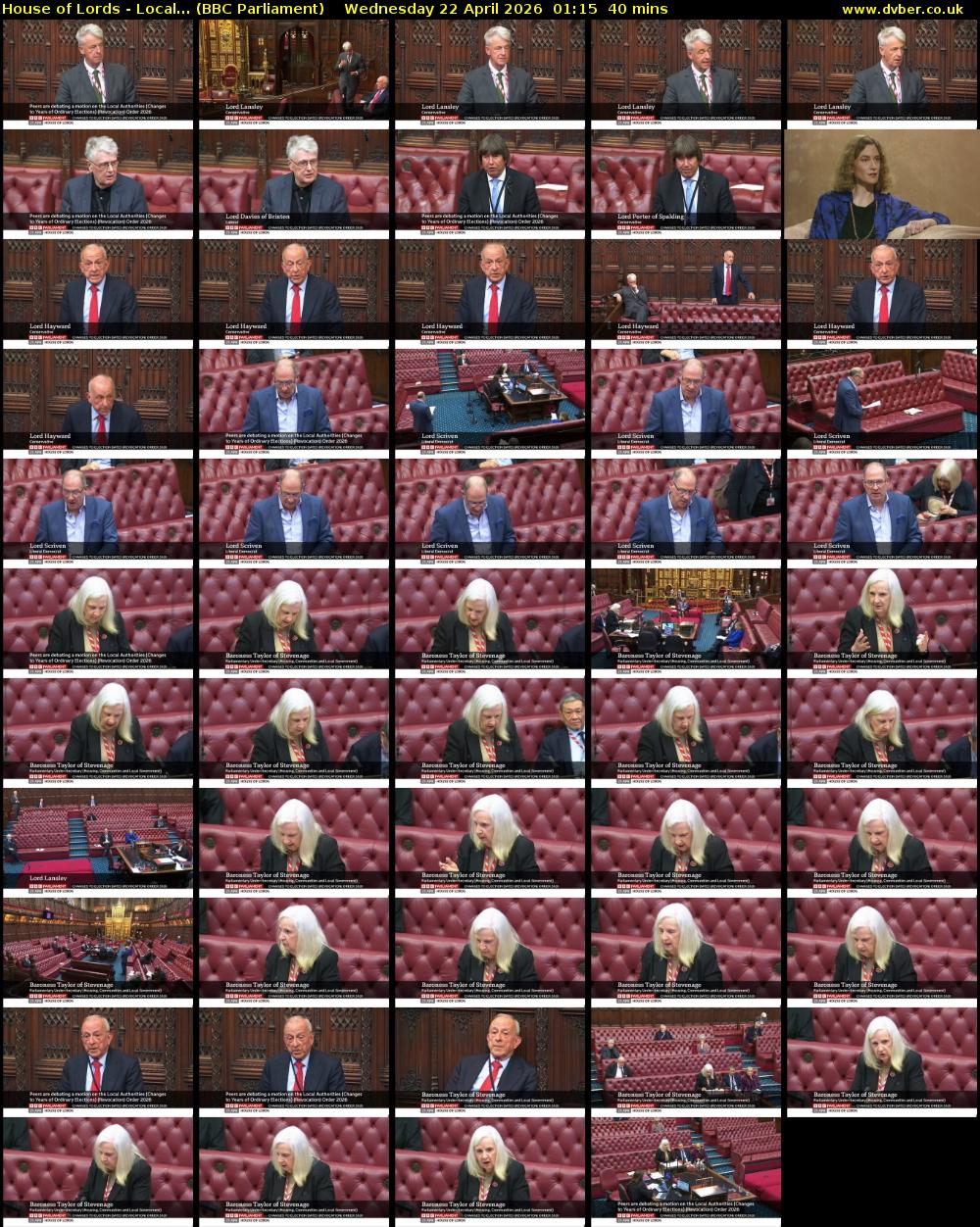 House of Lords - Local... (BBC Parliament) Wednesday 22 April 2026 01:15 - 01:55