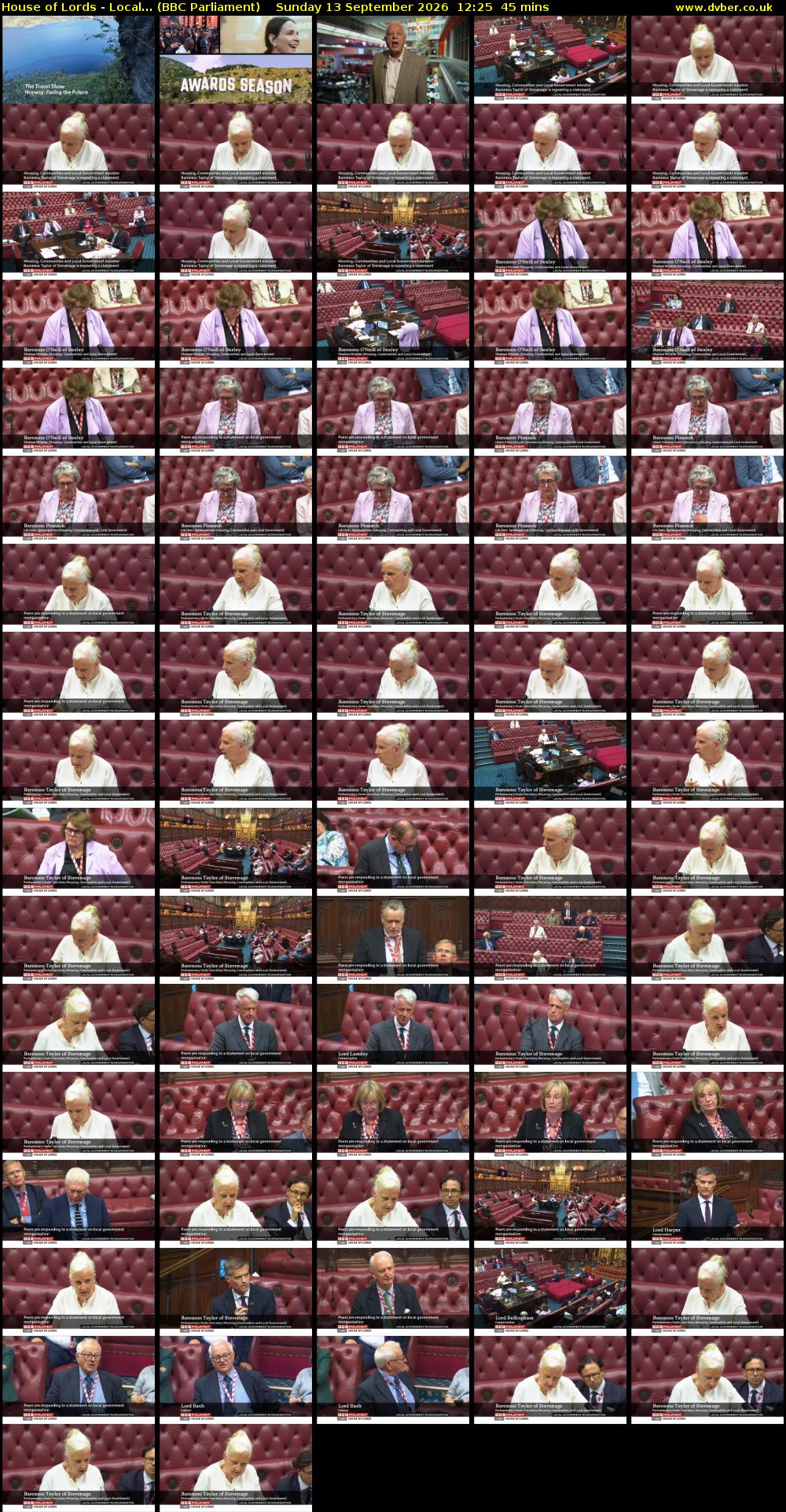 House of Lords - Local... (BBC Parliament) Sunday 13 September 2026 12:25 - 13:10